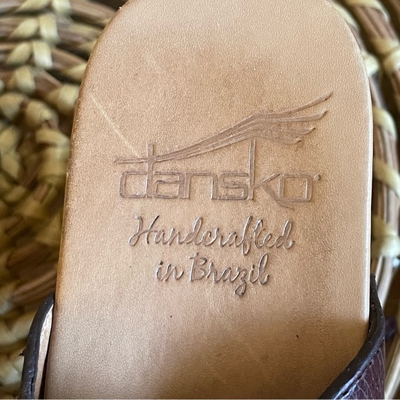 Dansko Brown Leather Wooden Platform Heel Boho Sandals Sz-36/US6 - Picture 6 of 13